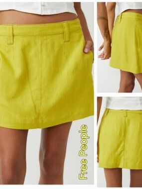 Free People Bright Lime Mini Skirt